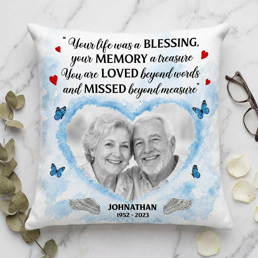 Personalized Memorial Photo Pillow When You Miss Me Hug This Sympathy Gift for Family - Image 3