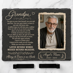 Personalized Grandpa Memorial Garden Stone – Slate Plaque for Loss of Grandfather - Image 3