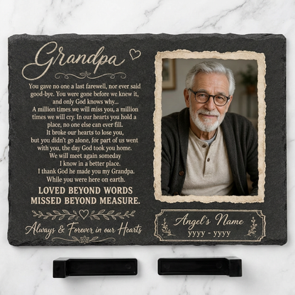 Personalized Grandpa Memorial Garden Stone – Slate Plaque for Loss of Grandfather - Image 3 | VNMGSREPR1-6IN-EHIEU_AI_0477 VNMGSREPR1-8IN-EHIEU_AI_0477