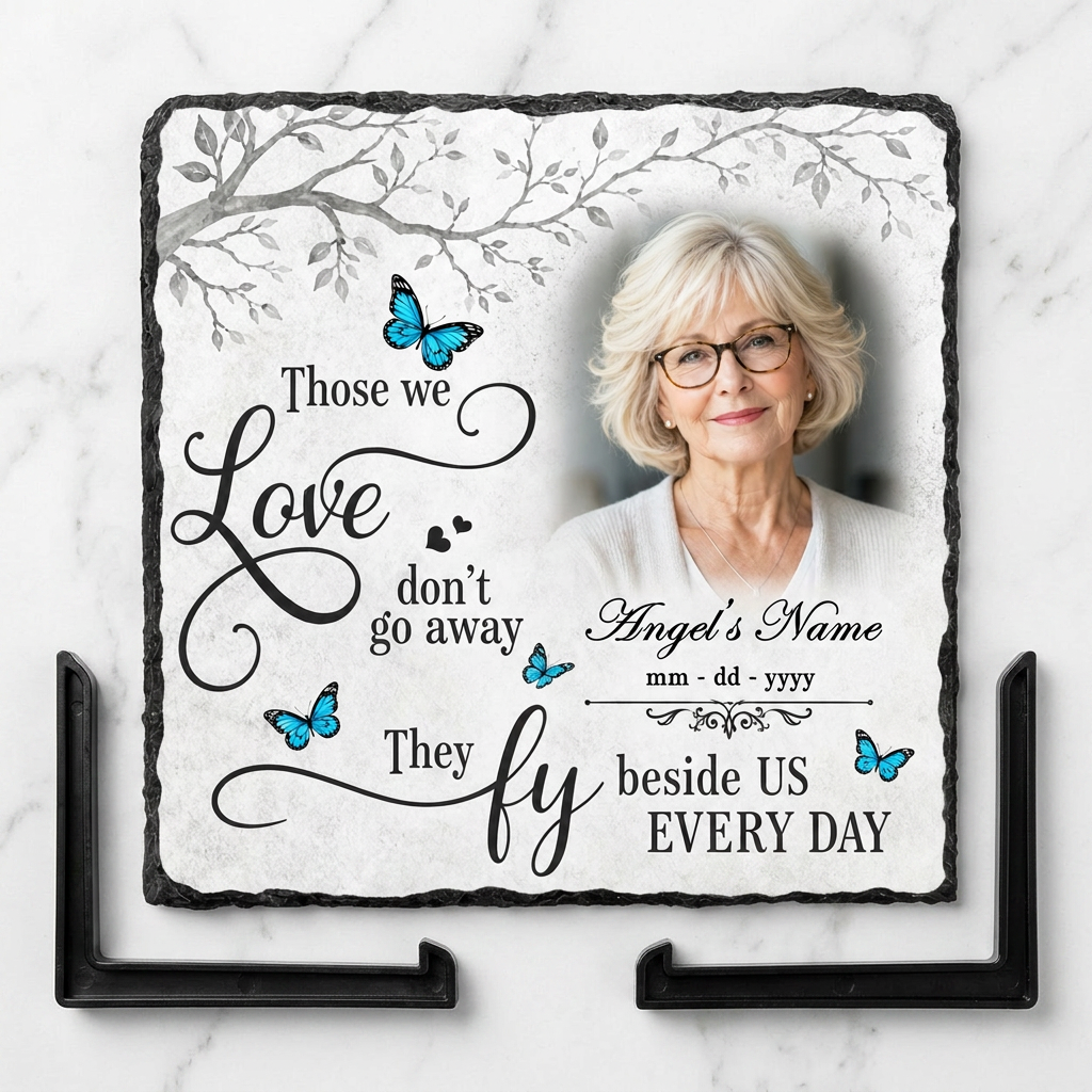 Personalized Memorial Garden Stone with Photo, Butterfly Sympathy Gift for Loved One - Image 3 | VNMGSREPR1-6IN-EHIEU_AI_0455 VNMGSREPR1-8IN-EHIEU_AI_0455