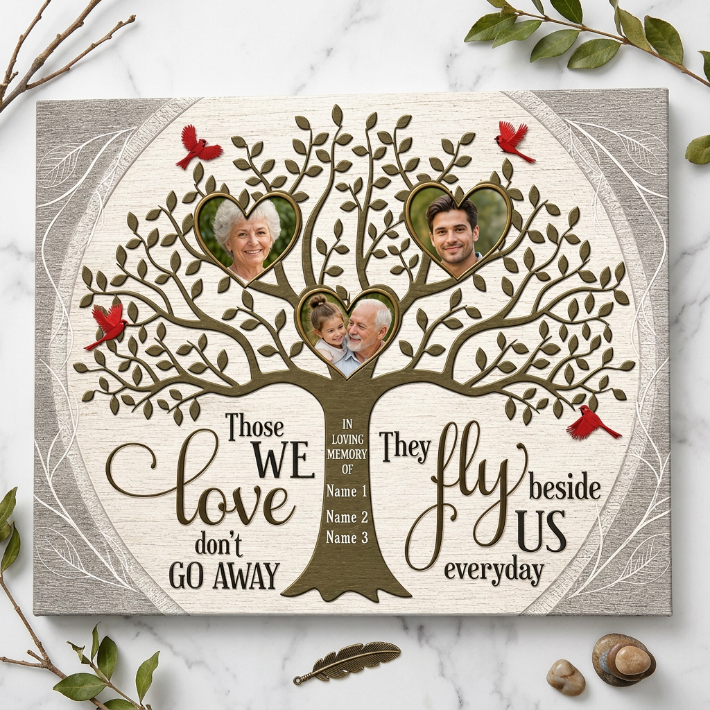 Personalized Memorial Family Tree Wall Canvas with Photos, In Loving Memory Sympathy Gift - Image 3