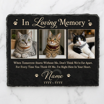 Personalized Cat Memorial Slate Plaque – Pet Loss Keepsake Stone with Photos - Image 3 | VNMGSREPR1-6IN-EHIEU_AI_0465 VNMGSREPR1-8IN-EHIEU_AI_0465