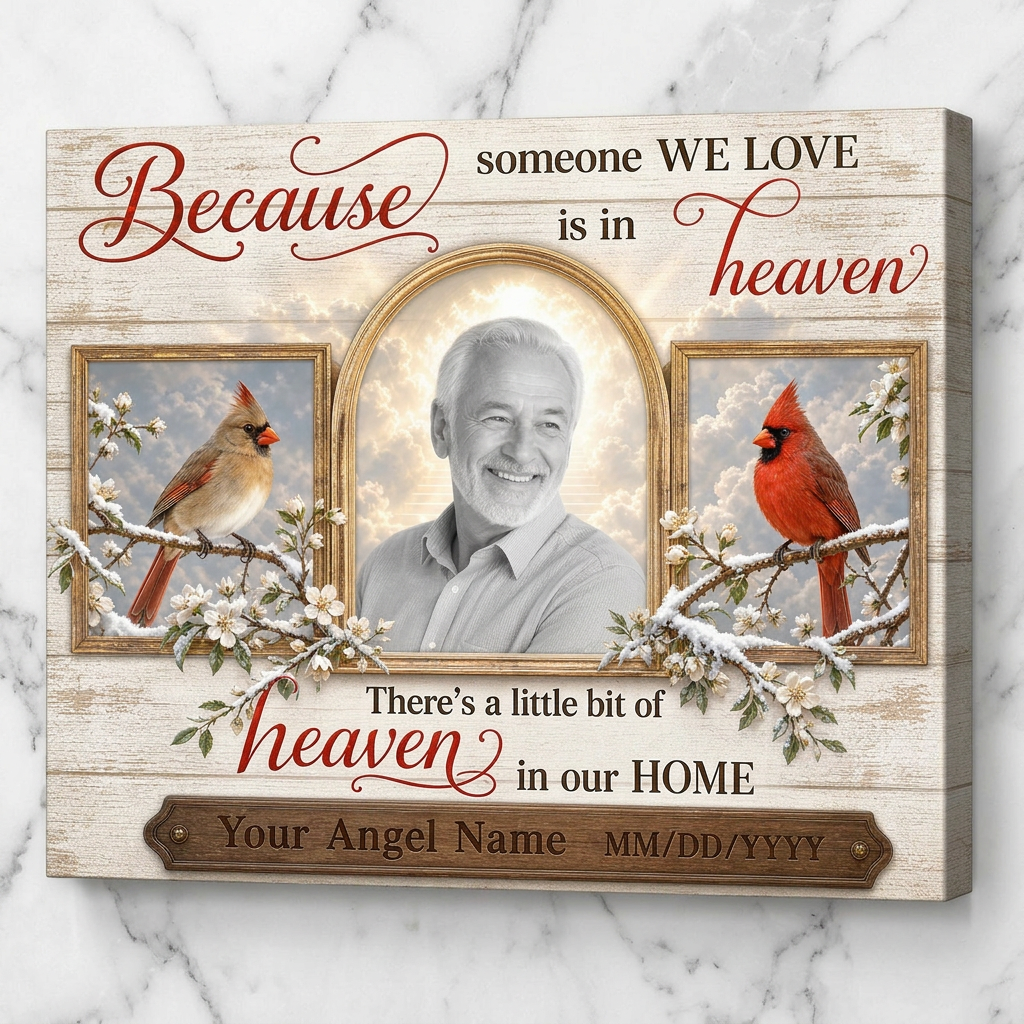 Personalized Memorial Cardinal Wall Canvas Gift Because Someone We Love Is In Heaven - Image 3
