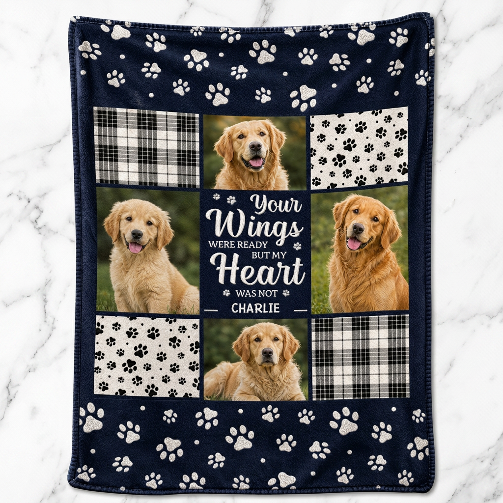 Personalized Dog Memorial Photo Fleece Blanket - Custom Pet Loss Remembrance Gift - Image 3