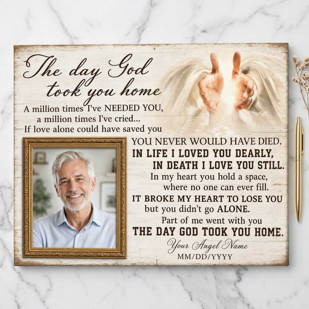 Personalized Memorial Wall Canvas with Photo Christian Sympathy Gift for Loss of Loved One - Image 3