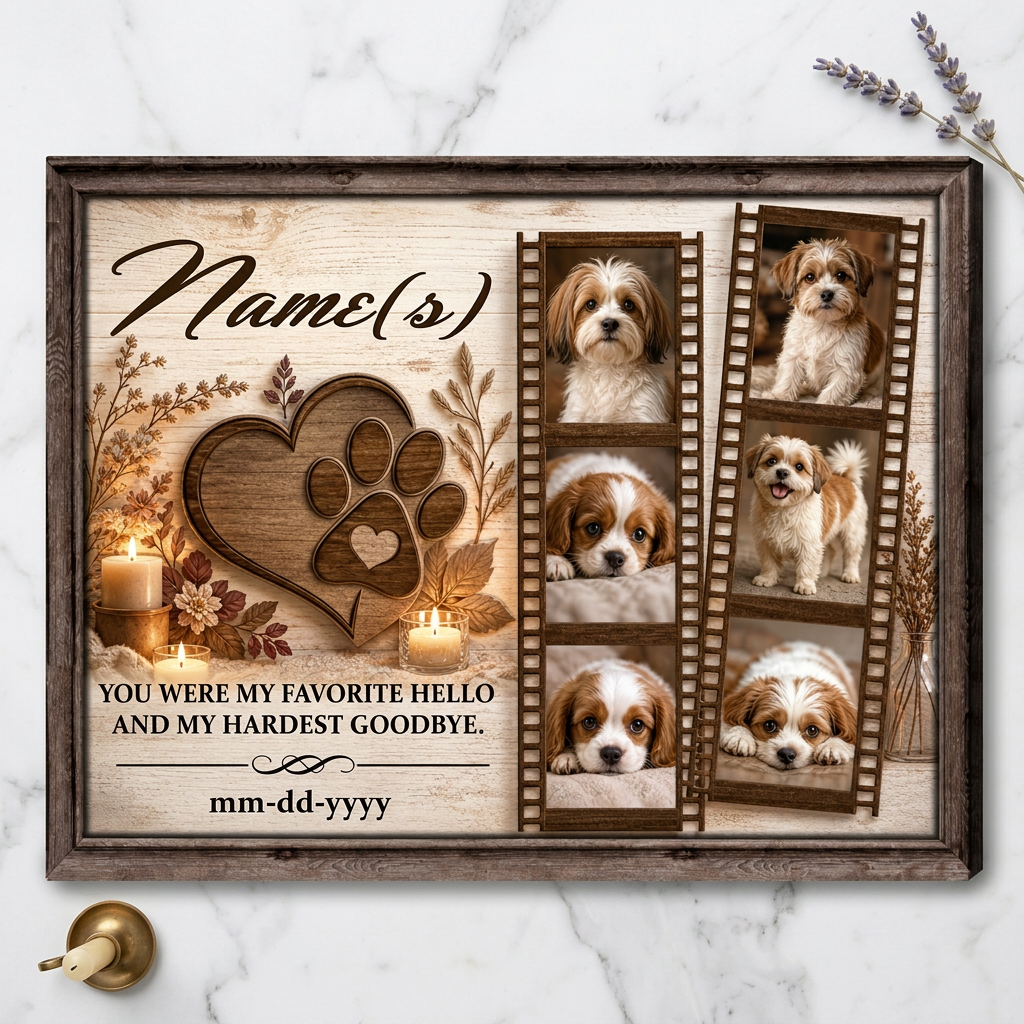 Personalized Dog Memorial Wall Canvas Custom Pet Photo Collage Keepsake Gift - Image 3