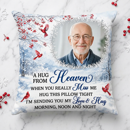 Personalized Photo Memorial Pillow - A Hug From Heaven Cardinal Sympathy Gift for Loss of Loved One - Image 3