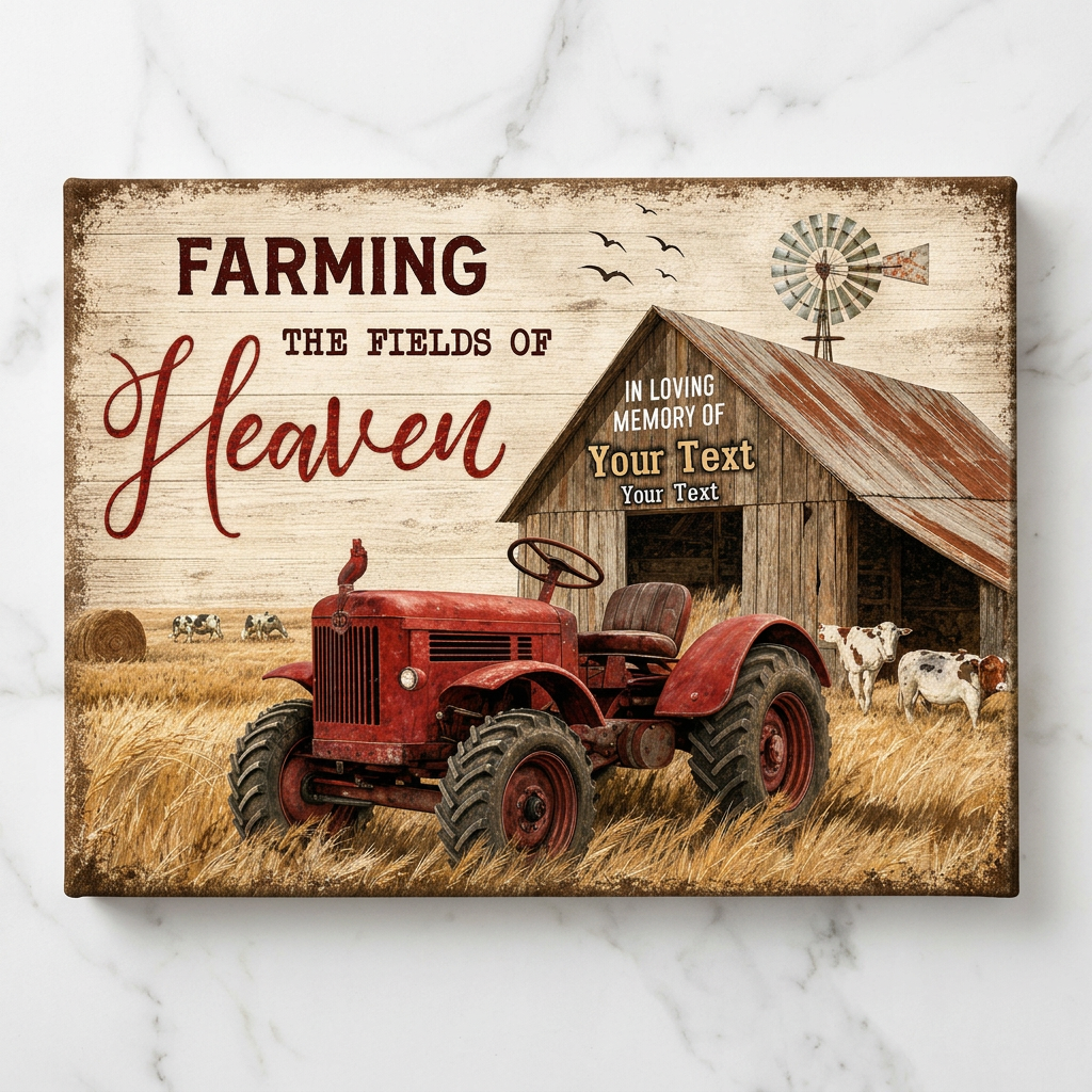 Personalized Farming The Fields Of Heaven Memorial Wall Canvas For Loss Of Farmer Loved One - Image 3