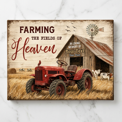 Personalized Farming The Fields Of Heaven Memorial Wall Canvas For Loss Of Farmer Loved One - Image 3