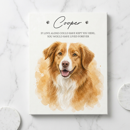 Personalized Dog Memorial Portrait Watercolor Wall Canvas, Pet Loss Gift - Image 3