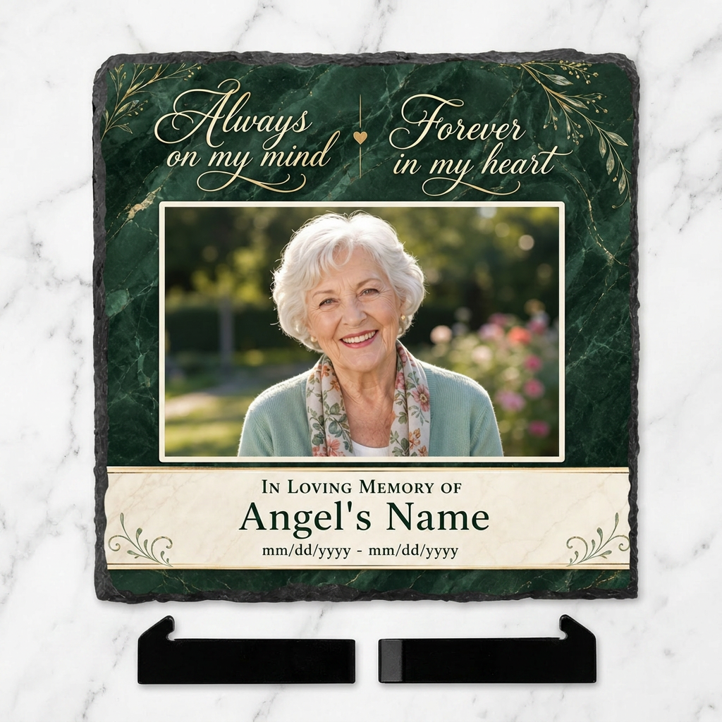 Personalized Memorial Photo Slate Stone – In Loving Memory Bereavement Gift - Image 3 | VNMGSREPR1-6IN-EHIEU_AI_0457 VNMGSREPR1-8IN-EHIEU_AI_0457