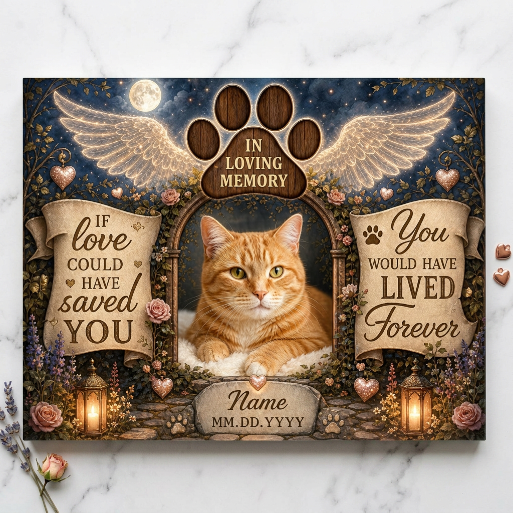 Personalized Cat Memorial Wall Canvas Custom Photo Pet Loss Sympathy Remembrance Gift - Image 3
