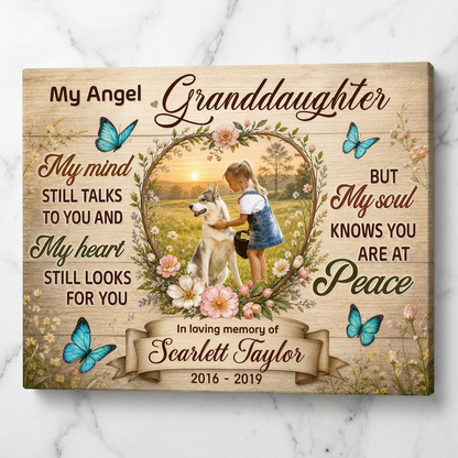 Personalized Loss of Granddaughter Memorial Canvas Wall Art Sympathy Gift - Image 3