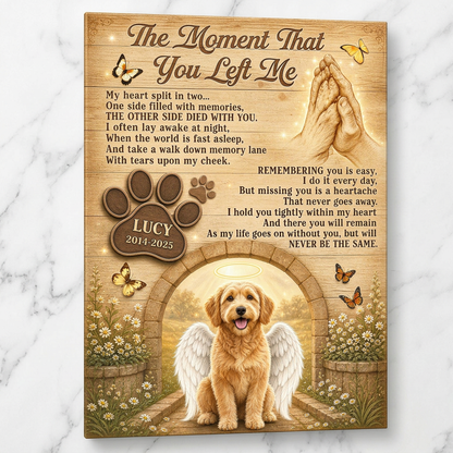 Personalized Dog Memorial Canvas Wall Art - Pet Loss Remembrance Gift with Angel Wings - Image 3 | WCV-12X8-EHIEU_AI_0037 WCV-14X11-EHIEU_AI_0037 WCV-18X12-EHIEU_AI_0037 WCV-20X16-EHIEU_AI_0037 WCV-24X16-EHIEU_AI_0037 WCV-24X20-EHIEU_AI_0037 WCV-30X20-EHIEU_AI_0037 WCV-30X24-EHIEU_AI_0037 WCV-36X24-EHIEU_AI_0037 WCV-40X30-EHIEU_AI_0037