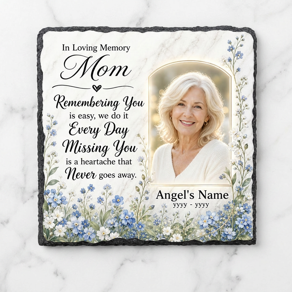 Personalized Mom Memorial Slate Garden Stone With Photo for Loss of Mom Gift - Image 3 | VNMGSREPR1-6IN-EHIEU_AI_0454 VNMGSREPR1-8IN-EHIEU_AI_0454