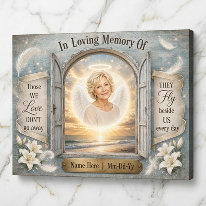 Personalized Angel Wings Memorial Portrait Canvas Gift for Loss of Loved One - Image 3