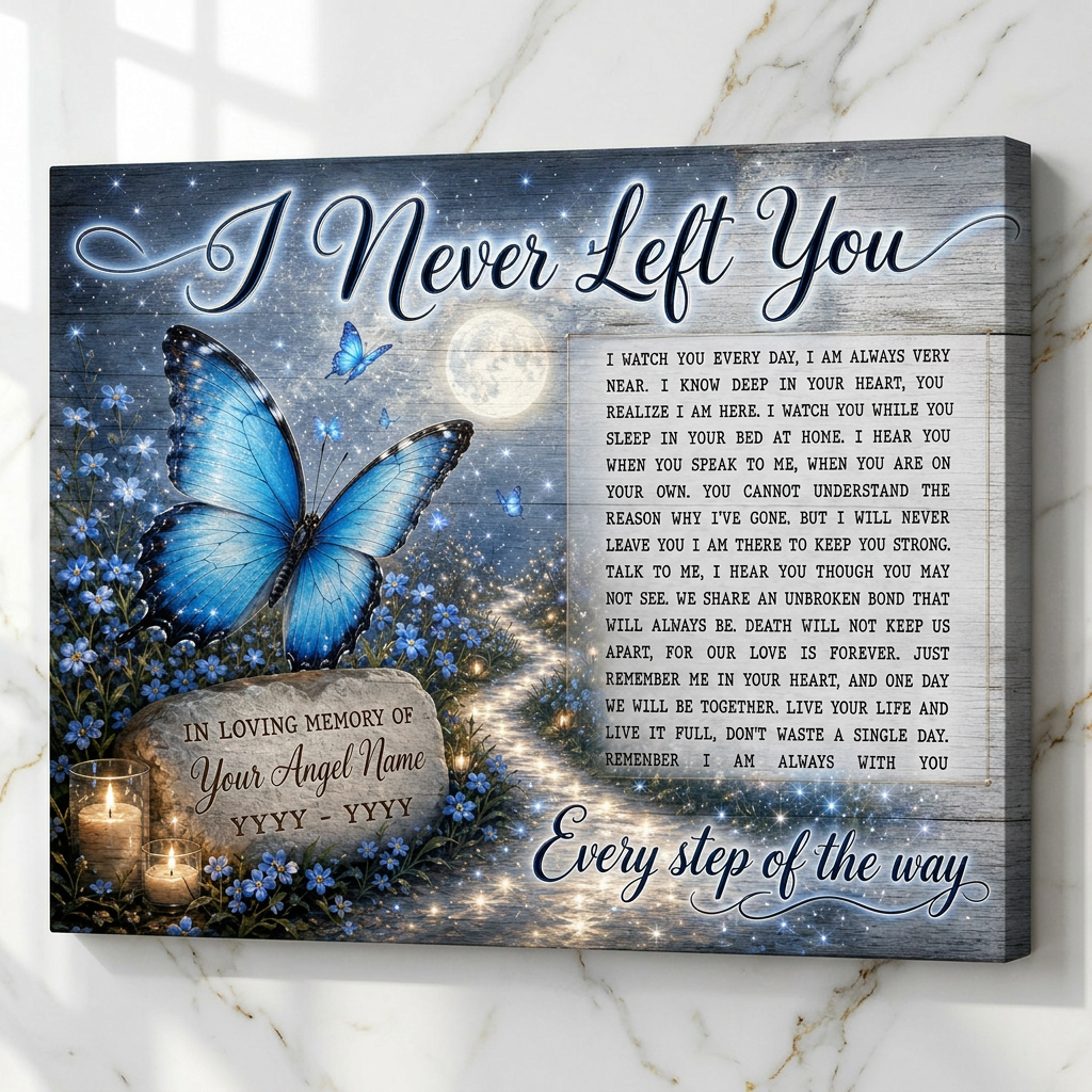 Personalized Butterfly Memorial Wall Canvas, Bereavement Gift for Loss of Loved One - Image 3