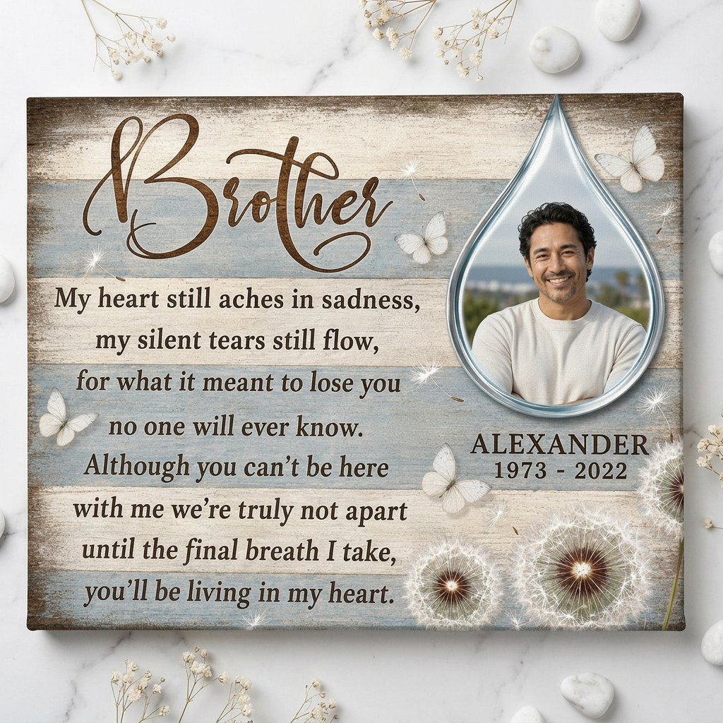 Personalized Brother Memorial Wall Canvas, Loss of Brother Remembrance Gift, Brother in Heaven - Image 3