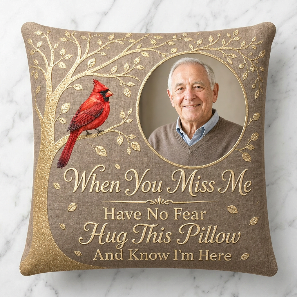 Personalized Memorial Photo Pillow with Cardinal - Remembrance Sympathy Gift for Loss of Loved One - Image 3