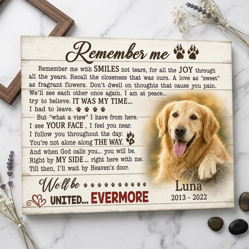 Personalized Dog Memorial Photo Canvas Print, Pet Loss Sympathy Gift, Remember Me Wall Sign - Image 3 | WCV-12X8-EHIEU_AI_0034 WCV-14X11-EHIEU_AI_0034 WCV-18X12-EHIEU_AI_0034 WCV-20X16-EHIEU_AI_0034 WCV-24X16-EHIEU_AI_0034 WCV-24X20-EHIEU_AI_0034 WCV-30X20-EHIEU_AI_0034 WCV-30X24-EHIEU_AI_0034 WCV-36X24-EHIEU_AI_0034 WCV-40X30-EHIEU_AI_0034