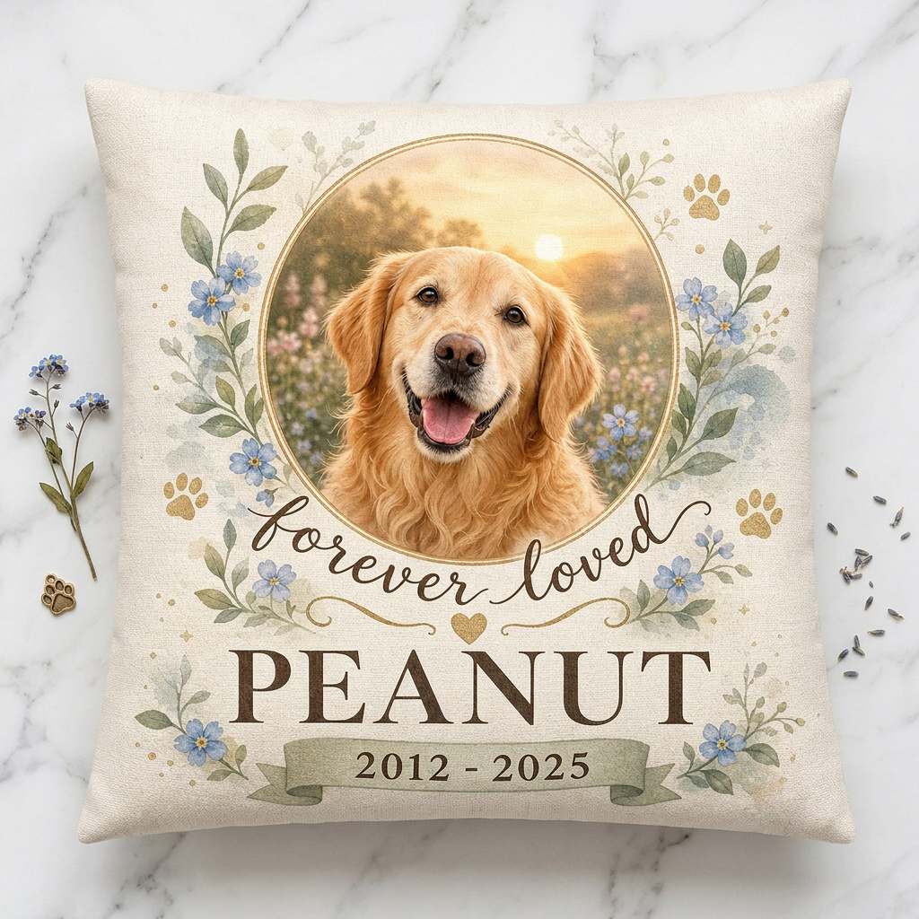 Personalized Pet Memorial Pillow with Photo - Custom Dog Cat Remembrance Sympathy Gift - Image 3