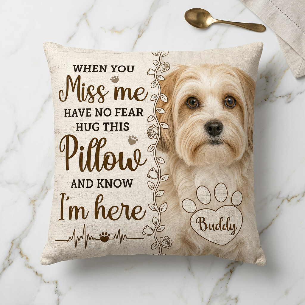 Personalized Pet Memorial Photo Pillow, Custom Dog Name Throw Pillow, Dog Loss Sympathy Gift - Image 3
