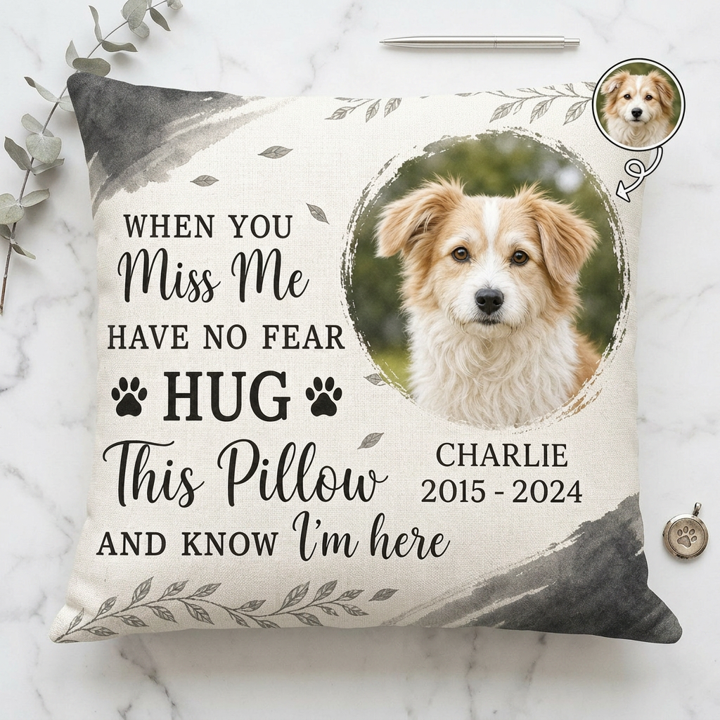 Personalized Pet Memorial Pillow with Photo - Custom Dog Loss Remembrance Throw Pillow Sympathy Gift - Image 3