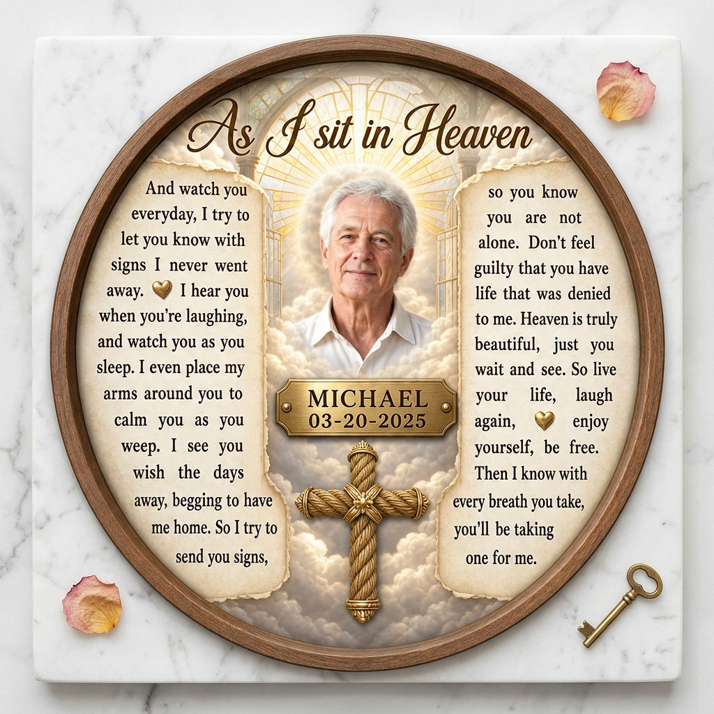 Personalized As I Sit in Heaven Memorial Canvas – Christian Sympathy Gift for Loss - Image 3