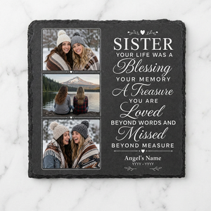 Personalized Sister Memorial Photo Slate Stone, Custom Remembrance Keepsake Gift - Image 3
