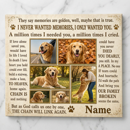 Personalized Golden Retriever Memorial Wall Canvas Dog Loss Remembrance Gift for Dog Owners - Image 3