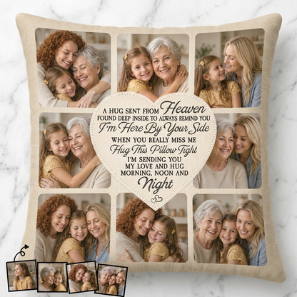 Personalized Photo Collage Memorial Pillow - A Hug Sent From Heaven Remembrance Gift for Family - Image 3