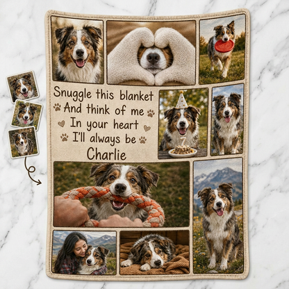 Personalized Pet Memorial Photo Collage Fleece Blanket - Dog Loss Sympathy Gift for Owners - Image 3