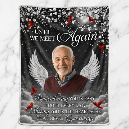 Personalized Photo Memorial Fleece Blanket - Until We Meet Again Cardinal Sympathy Gift - Image 3