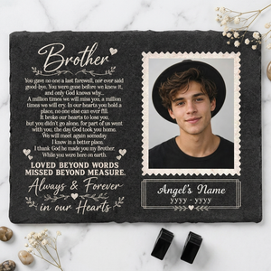 Personalized Brother Memorial Garden Stone – Photo Slate Plaque Gift for Loss of Brother - Image 3