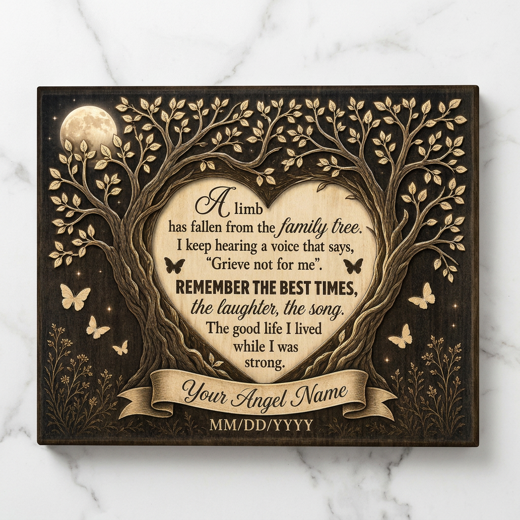 Personalized Memorial Family Tree Wall Canvas With Photo, Butterfly Remembrance Gift - Image 3