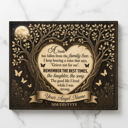 Personalized Memorial Family Tree Wall Canvas With Photo, Butterfly Remembrance Gift - Image 3