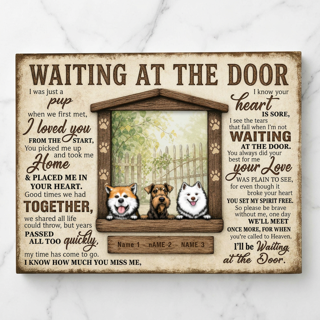 Personalized Pet Memorial Canvas Wall Art Dog Loss Sympathy Gift 3 Names - Image 3