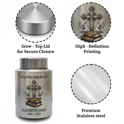 Personalized Motorcycle Stainless Steel Urns for Human Ashes Dad Husband Men Riding Free Biker Tribute UV Printed Large Small Sizes Memorial Keepsake Urn, Memorial Gift, In Loving Memory - Image 3