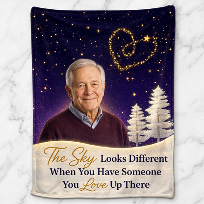 Personalized Memorial Photo Fleece Blanket - Sky Looks Different Loss of Loved One Gift - Image 3