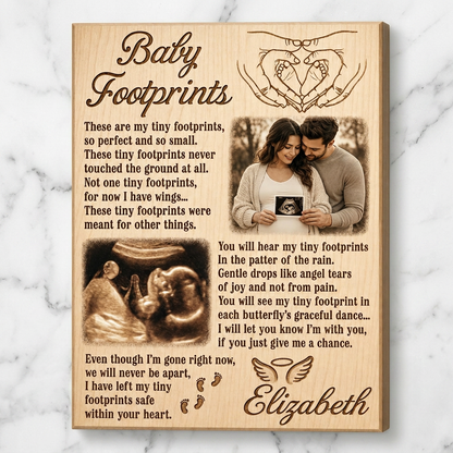 Personalized Baby Footprints Memorial Wall Canvas for Pregnancy & Infant Loss Remembrance - Image 3