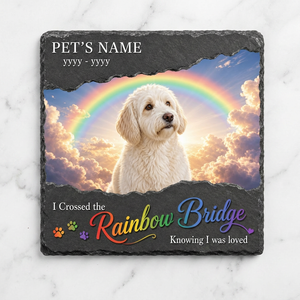 Personalized Rainbow Bridge Dog Memorial Slate Stone – Pet Loss Sympathy Gift - Image 3