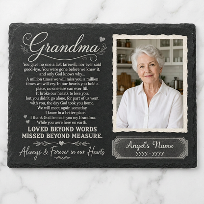 Personalized Grandma Memorial Garden Stone – You Gave No One Last Farewell Slate Gift - Image 3 | VNMGSREPR1-6IN-EHIEU_AI_0478 VNMGSREPR1-8IN-EHIEU_AI_0478