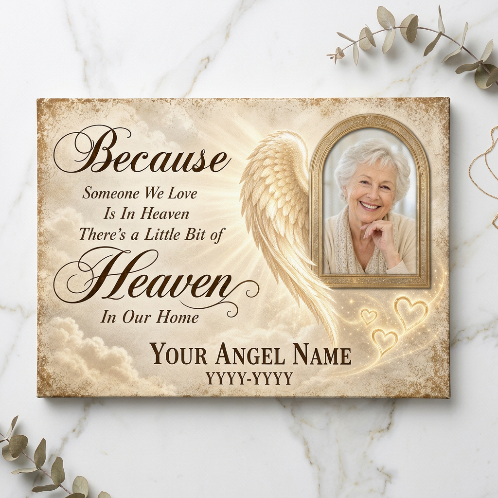 Personalized Memorial Angel Wings Photo Wall Canvas - Sympathy Gift in Memory of a Loved One - Image 3
