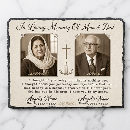 Personalized Memorial Slate Stone for Loss of Parents – Custom Photo Plaque Mom Dad Gift - Image 3 | VNMGSREPR1-6IN-EHIEU_AI_0470 VNMGSREPR1-8IN-EHIEU_AI_0470