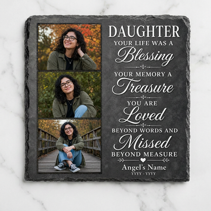 Personalized Daughter Memorial Photo Slate Stone – Custom Name Remembrance Gift - Image 3 | VNMGSREPR1-6IN-EHIEU_AI_0430 VNMGSREPR1-8IN-EHIEU_AI_0430