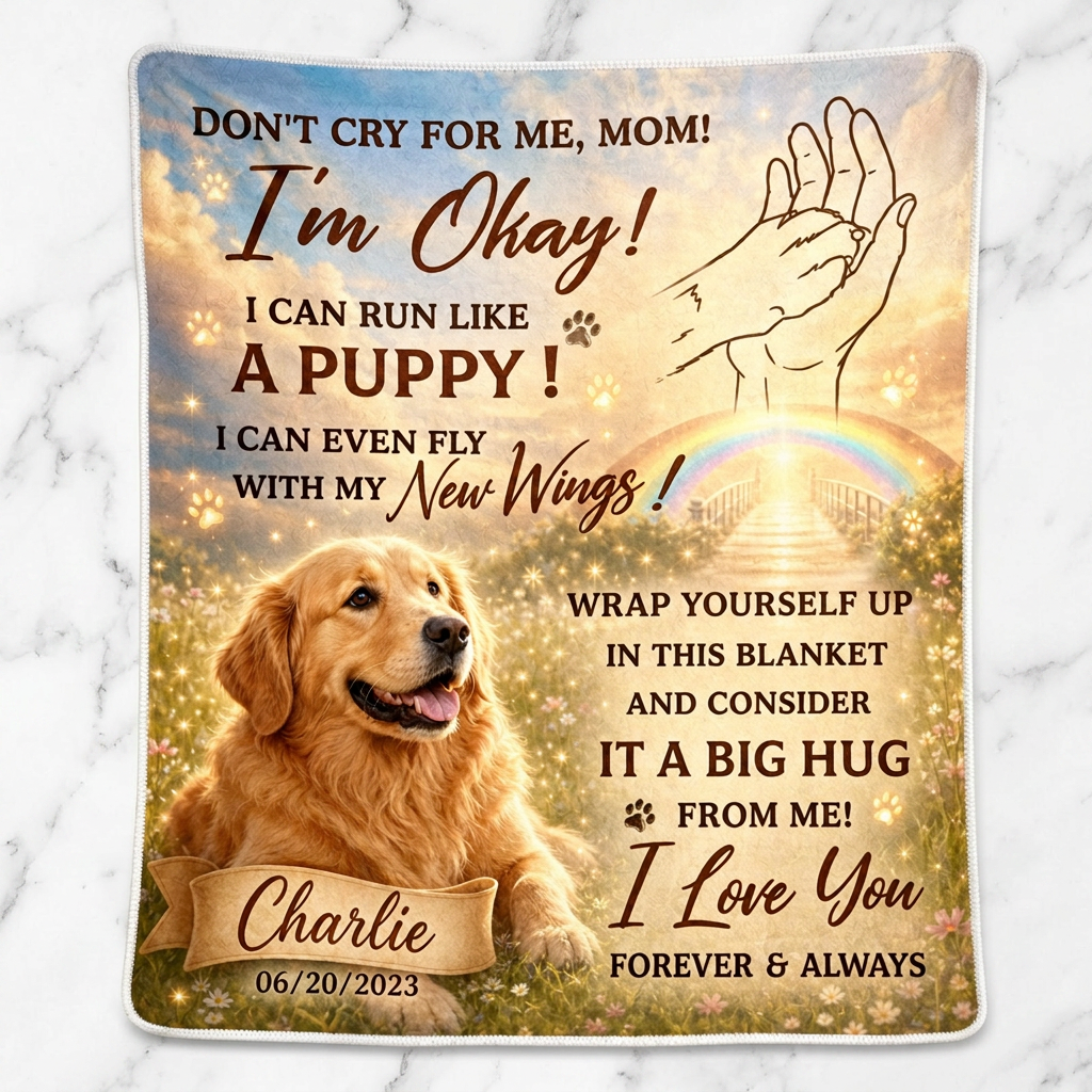 Personalized Dog Memorial Fleece Blanket - Custom Photo Pet Loss Sympathy Gift for Dog Mom - Image 3