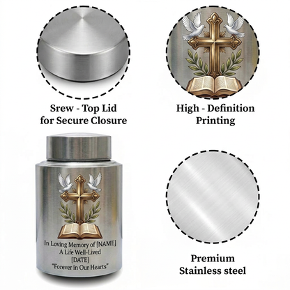 Personalized Doctor Medical Symbol Stainless Steel Urn for Human Ashes, Nurse Appreciation Funeral Memorial Large Capacity Customizable Urn, Memorial Keepsake Urn, Memorial Gift, In Loving Memory - Image 3