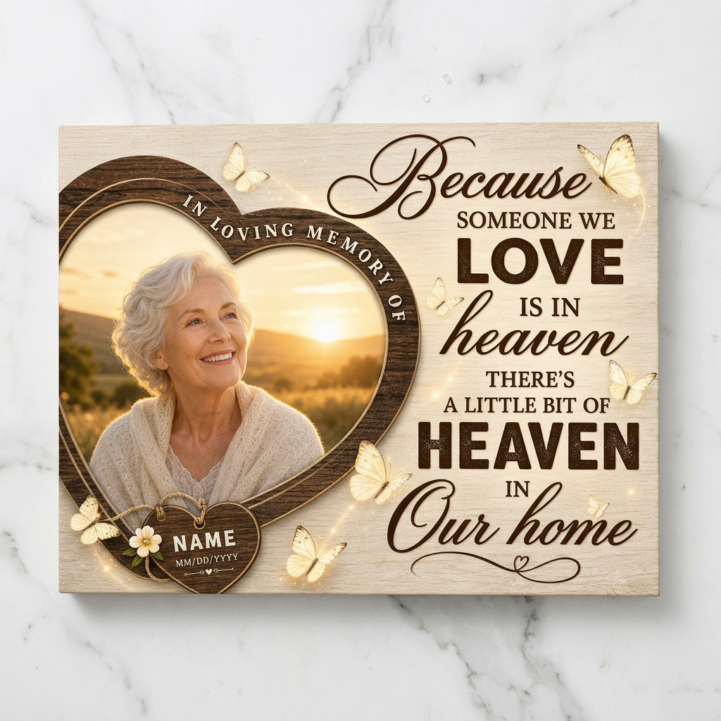Personalized Memorial Wall Canvas In Loving Memory Heart Photo Sympathy Gift for Loss of Loved One - Image 3