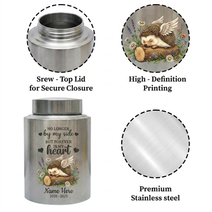 Personalized Hedgehog UV Printed Stainless Steel Urn for Human or Pet Ashes, Custom Bereavement Tribute in Silver Black Gold Red, Memorial Keepsake Urn, Memorial Gift, In Loving Memory - Image 3