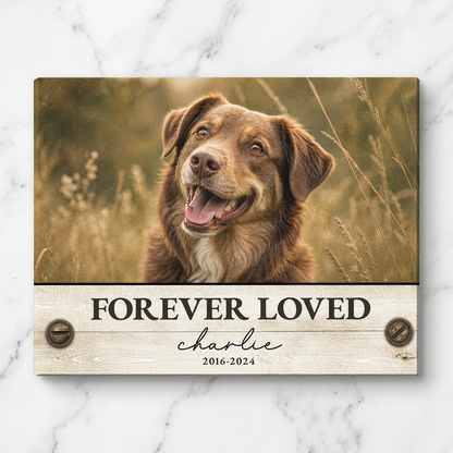 Personalized Pet Memorial Wall Canvas Custom Dog Photo Memorial Sign Forever Loved - Image 3